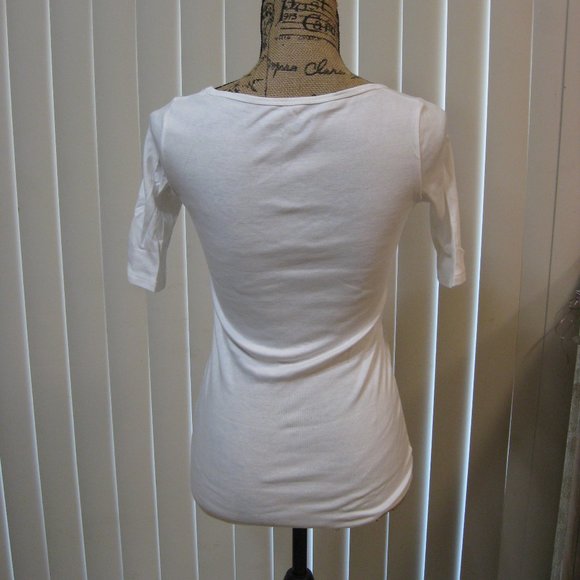 NWOT Victoria's Secret white 1/2 sleeve top tee t shirt XS extra small - Picture 4 of 6